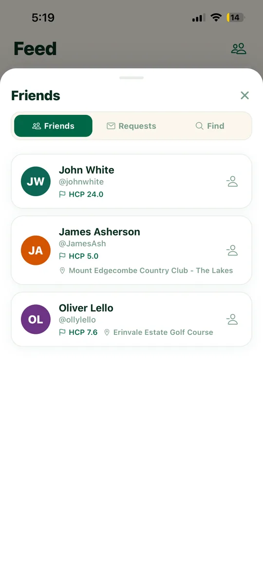 Condor app: friends screen